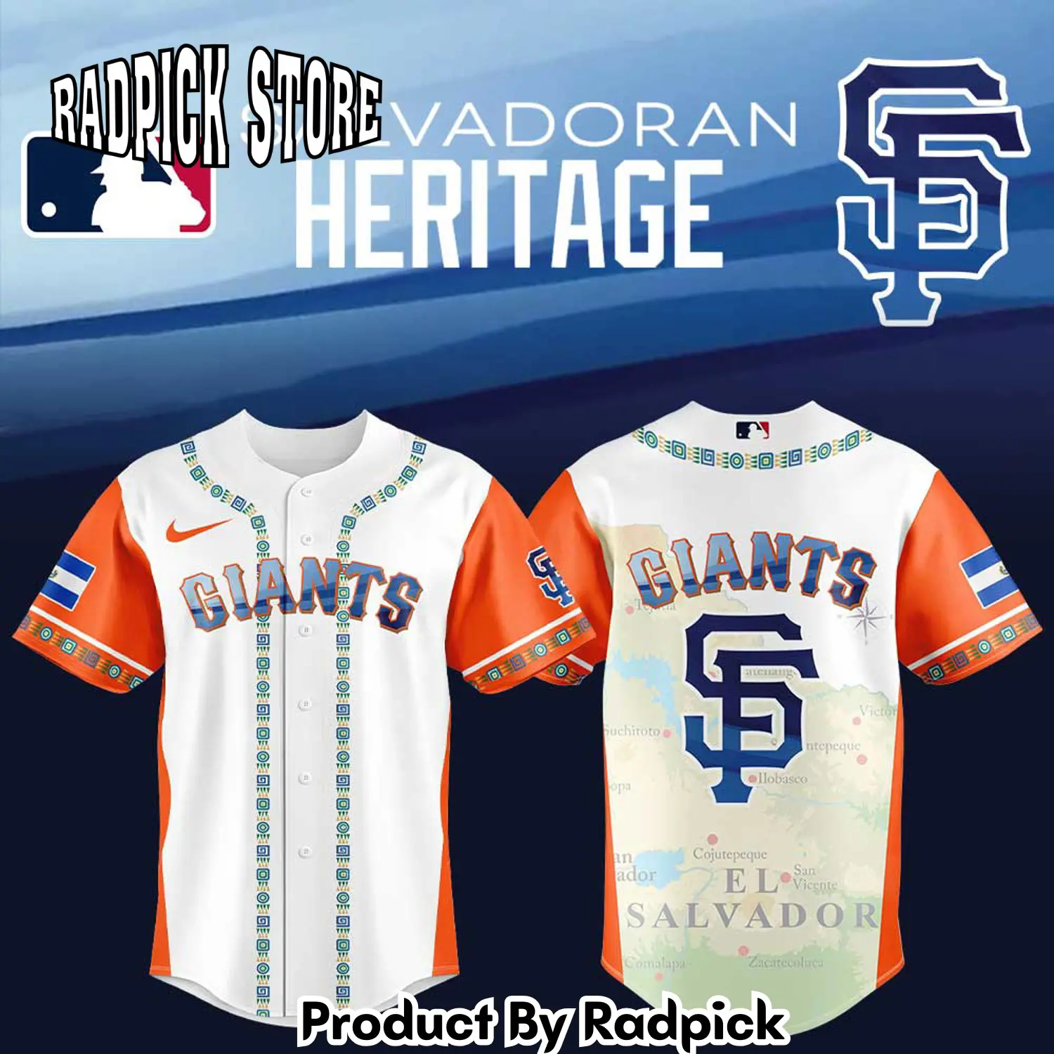 Radpick san francisco giants salvadoran heritage  baseball jersey rp127139